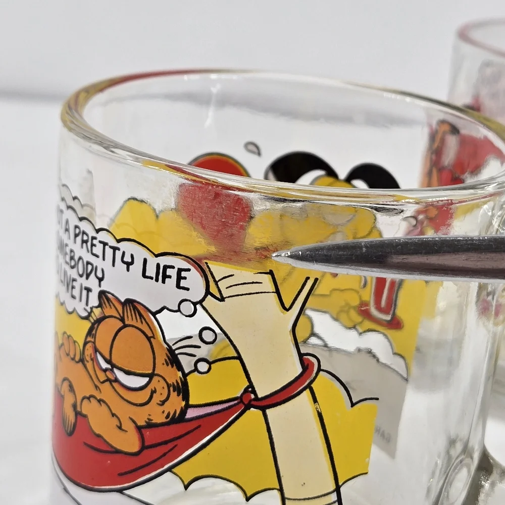 Vtg 1978‎ McDonald's Garfield & Odie Glass Mugs Cups Set of 2 Jim Davis UFS